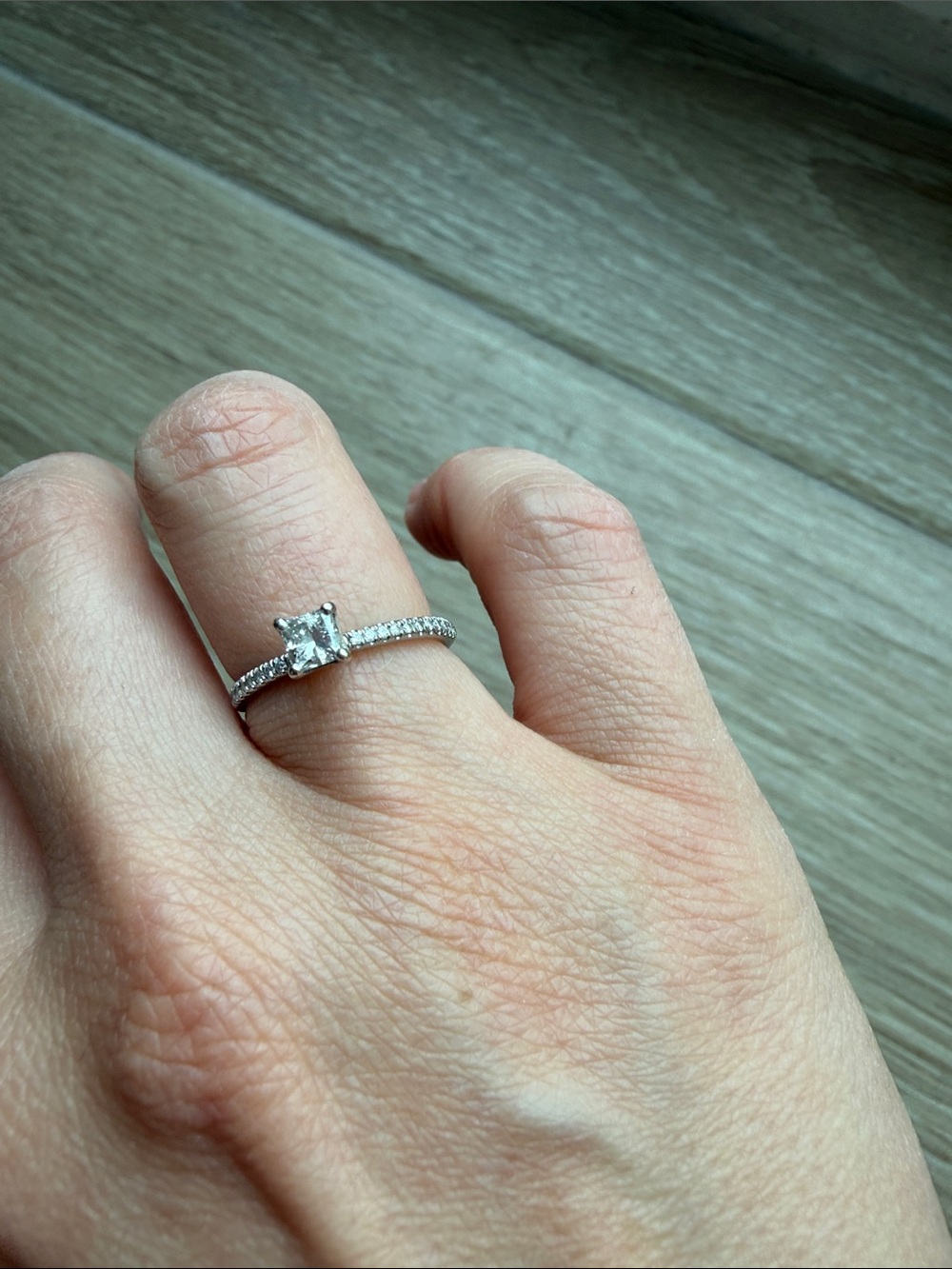 Princess Cut diamond Solitaire Ring in white gold  - Women Jewelry